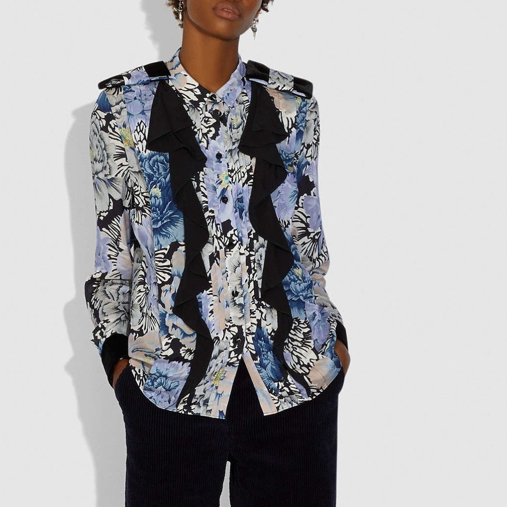 Coach Pleated Blouse With Kaffe Fassett Print